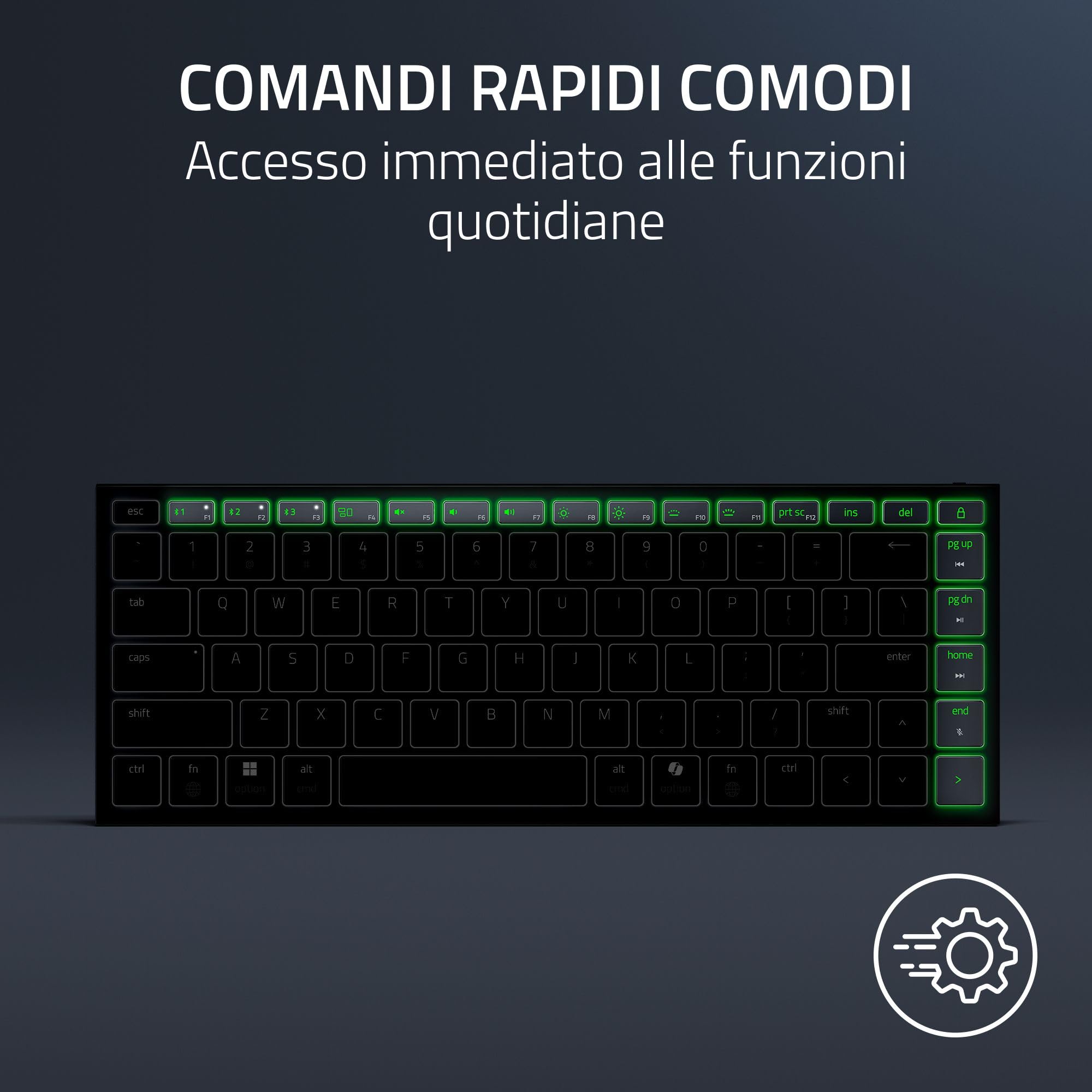 Razer Joro Portable Keyboard - Tastiera wireless compatta retroilluminata - Bluetooth - Wifi - Basso profilo - USB-C - Compatibile con Apple mac OS e iOS - Windows - Tastiera QWERTY USA | Nero