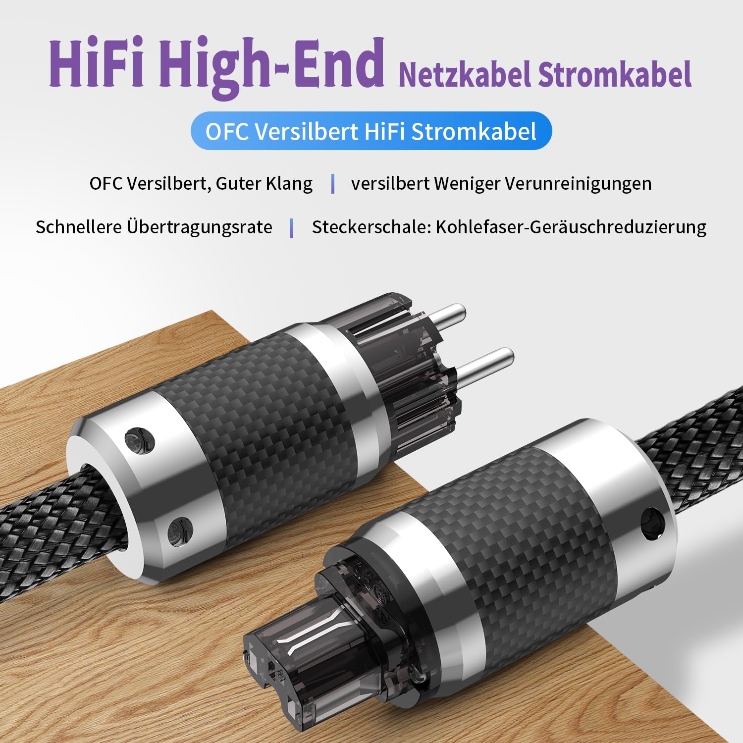 Tertullus Wysokiej klasy kabel sieciowy hi-fi i C15, kabel zasilający audio, z wtyczką Schuko i wtyczką do urządzeń zimnych (E860, 1,5 m)