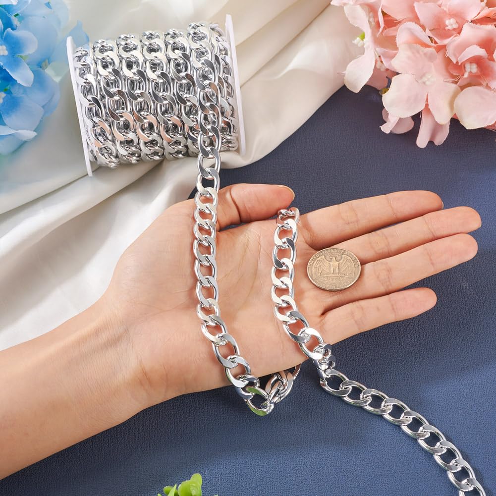 16.4Feet Catene di Alluminio Curb Catena ritorta Non saldata Argento Metallo Ovale Catena Link Bulk 16x11x2.8mm per Fai da Te Gioielli Facendo