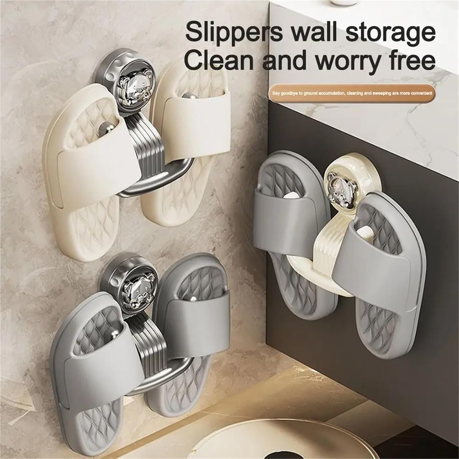 Slipper Hooks 4Pcs Multifunctional Suction Cup Shoe Rack Wall-mounted Slipper Drain Storage Drying Rack Shoe Organizer for Bathroom and Bedroom(Beige 4Pcs)