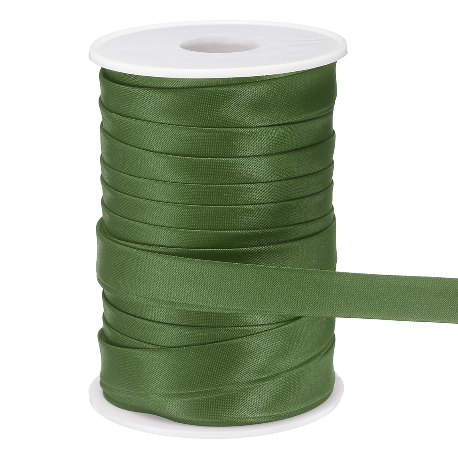 sourcing map Double Fold Bias Tape for Sewing, 5/8 Inch x 25 Yards Satin Bias Binding Tape Continuous Bulk for Quilting Binding Seaming Hemming Fabric Piping DIY Craft, Army Green