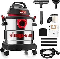 Shop-Vac 5989305 5 Gallon 4.5 Peak HP Stainless Steel Wet/Dry Vacuum - Powerful Garage Workshop Car Cleaner