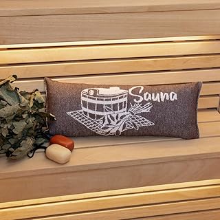 Saunakissen Reisekissen, Baumwolle 100% Saunakissen, 50 x 22 cm Sauna Kopfkissen (Braun/weiß)