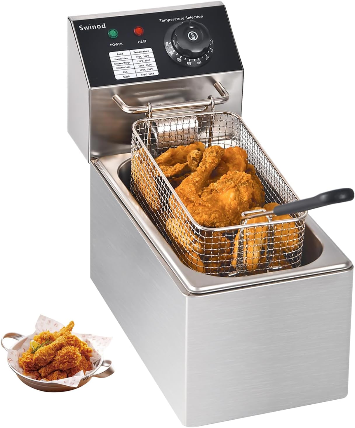 Electric Deep Fryer with Basket for Home Use, Countertop Deep Fryer 1700w Powerful Performance 4.2Qt Capacity Stainless Steel Oil Fryer