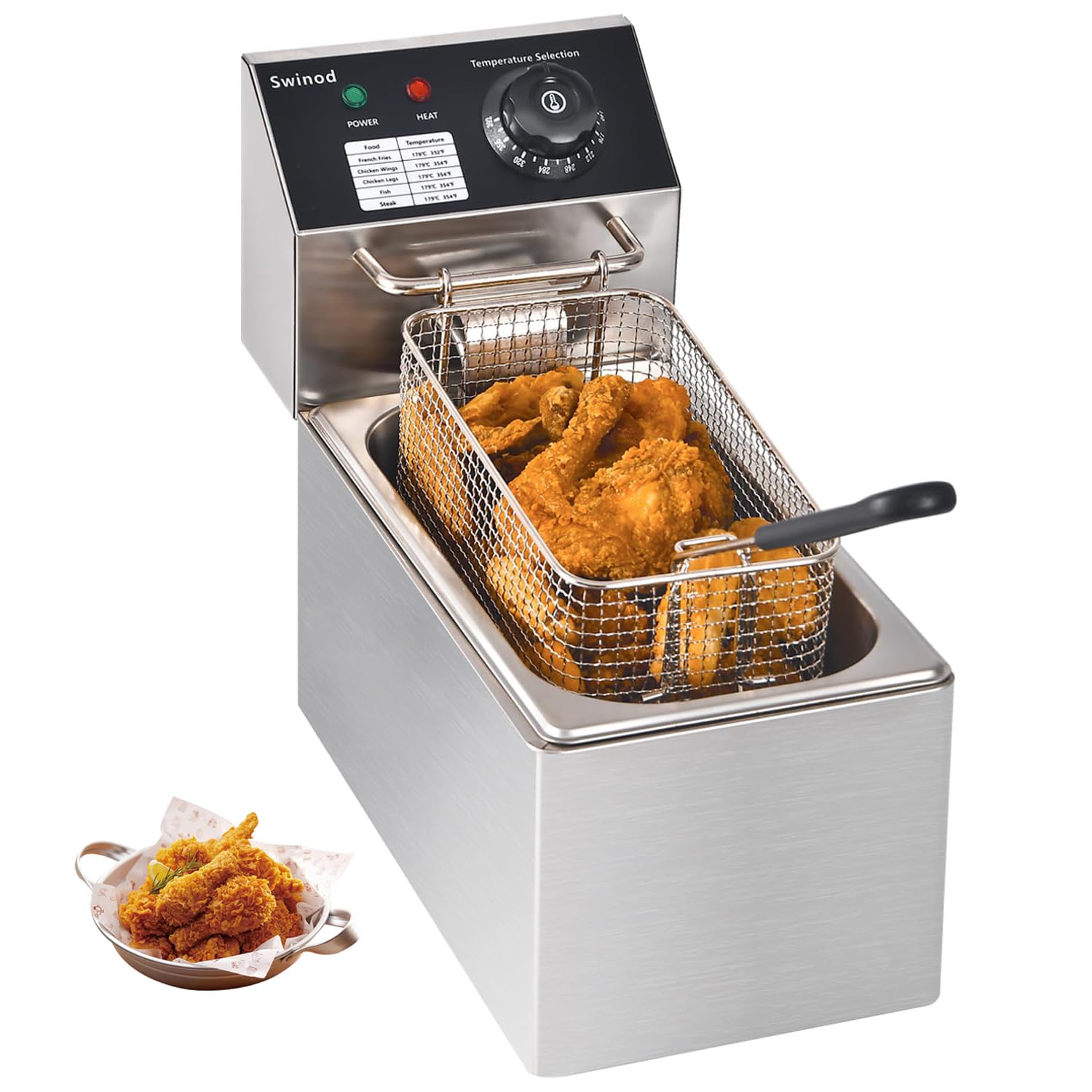 Electric Deep Fryer with Basket for Home Use, Countertop Deep Fryer 1700w Powerful Performance 4.2Qt Capacity Stainless Steel Oil Fryer