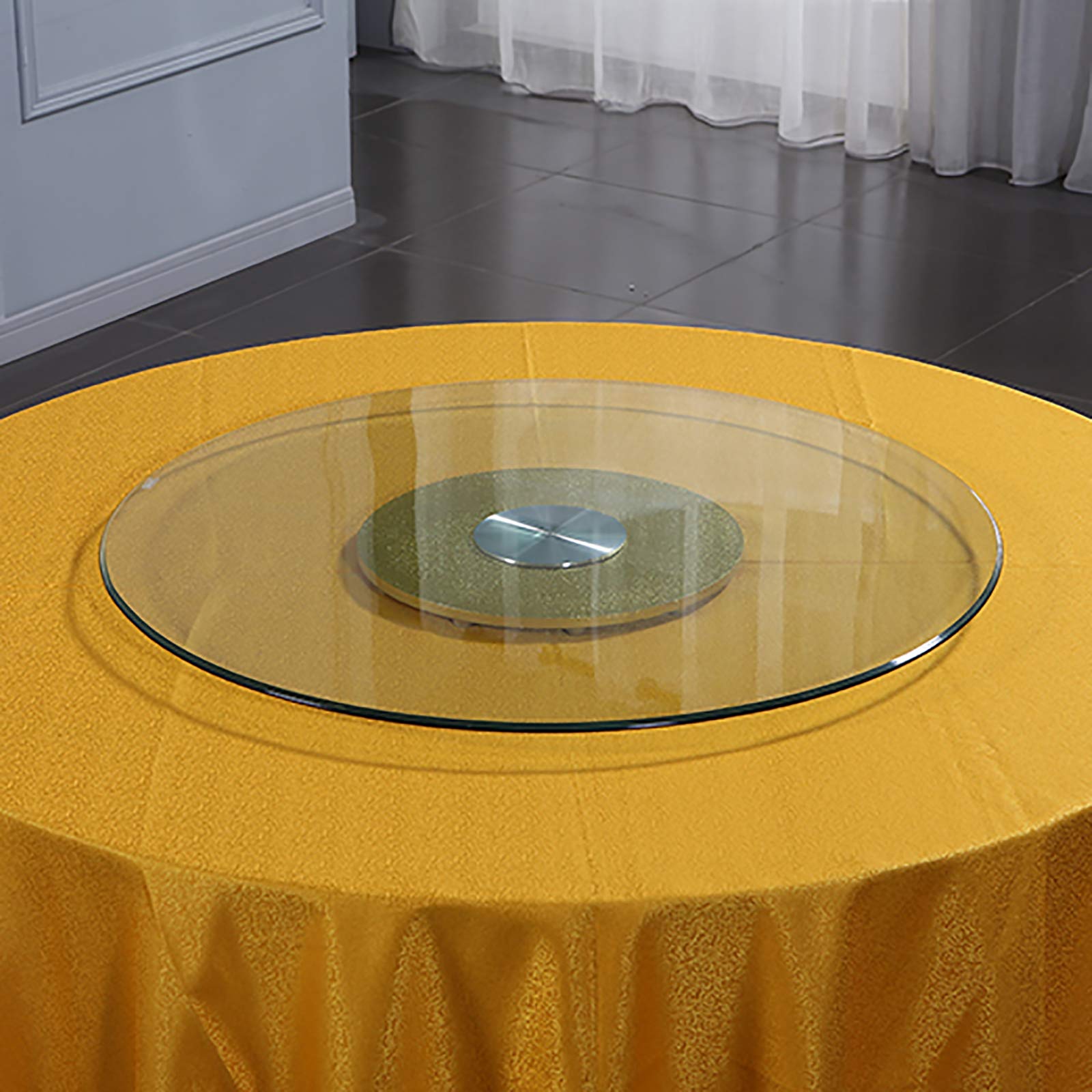 Grande vassoio girevole in vetro temperato da 70 cm, per cucina, ristorante, piatto rotante con cuscinetti, piatto da portata trasparente per hotel e cene in famiglia