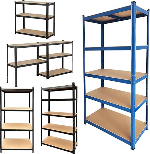 Estantería de garaje para taller, estante de almacenamiento de 5 niveles sin pernos, unidad de estantería de metal ajustable para almacenamiento