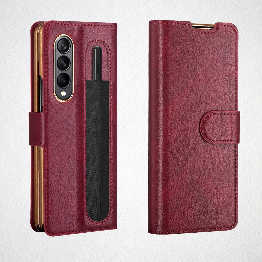 Housse cuir Galaxy Z Fold 3 rouge idéale pour vos déplacements - 7