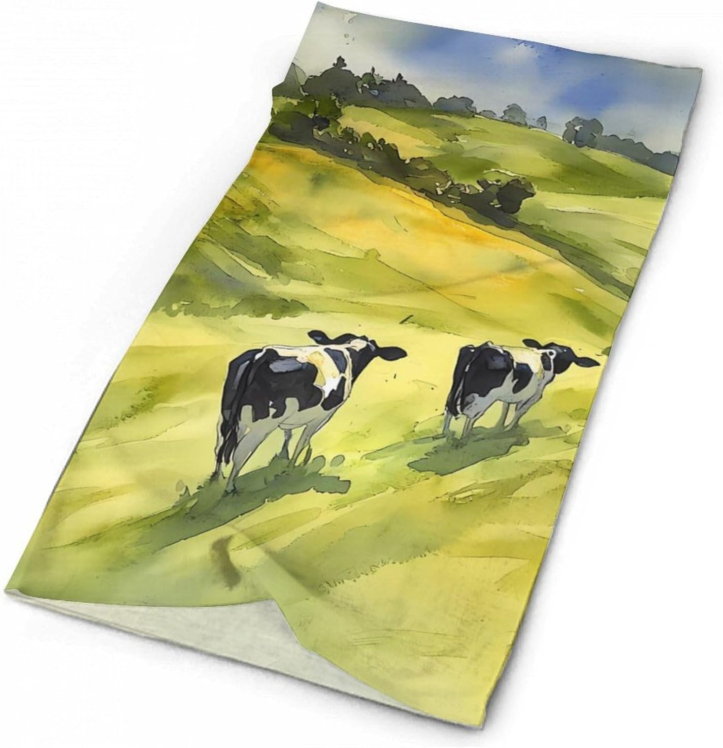 Cows on A Green Plateau Neck Gaiter Windproof Face Mask Bandanas for Men Women Cold Weather Scarf