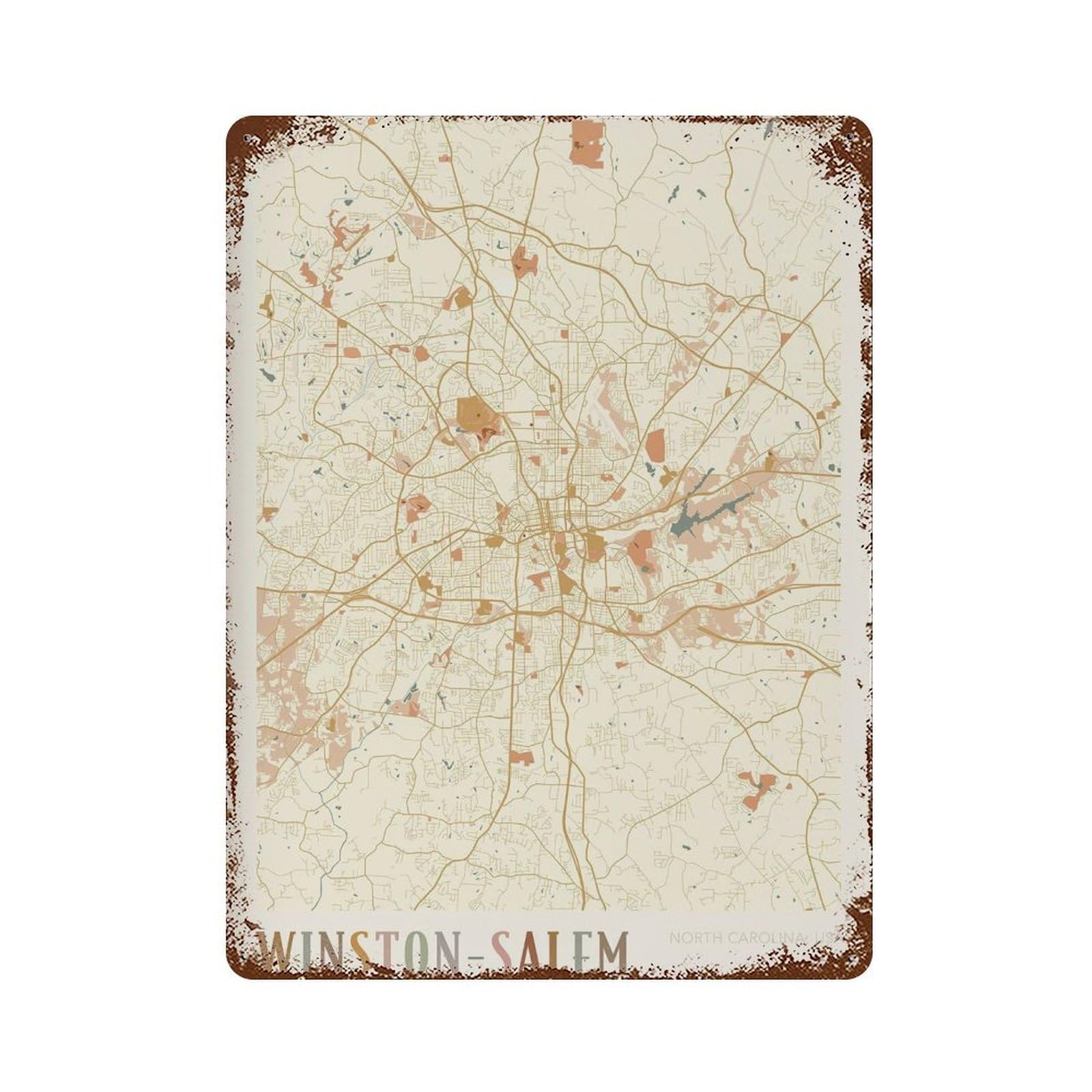 xiaoxiaoshen WinstonSalem Map Winston Wall Decor Art Metal Tin Poster Modern Home Decor Art Home Bar Shop Decorations Vintage Sign 40x30cm