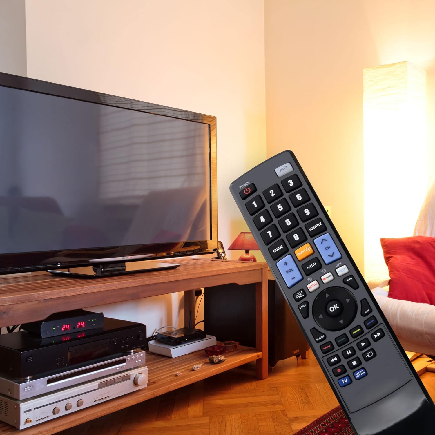 Davant view of the ST Replacement Remote Control, showing all buttons and their labels.