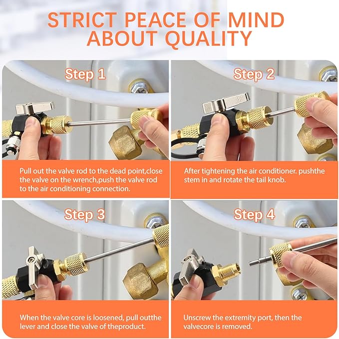 Herramienta de Extracción de Núcleo de Válvula HVAC, 1/4" y 5/16", 20 Micrones miniatura 4