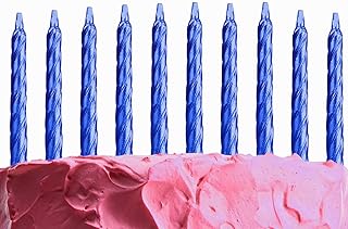 SHATCHI 10 velas en espiral para cumpleaños, boda, aniversario, cena, fiesta, decoración de mesa, color azul real