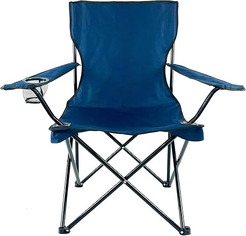 E-Z Living Silla plegable portátil para acampar al aire libre grande (azul marino)