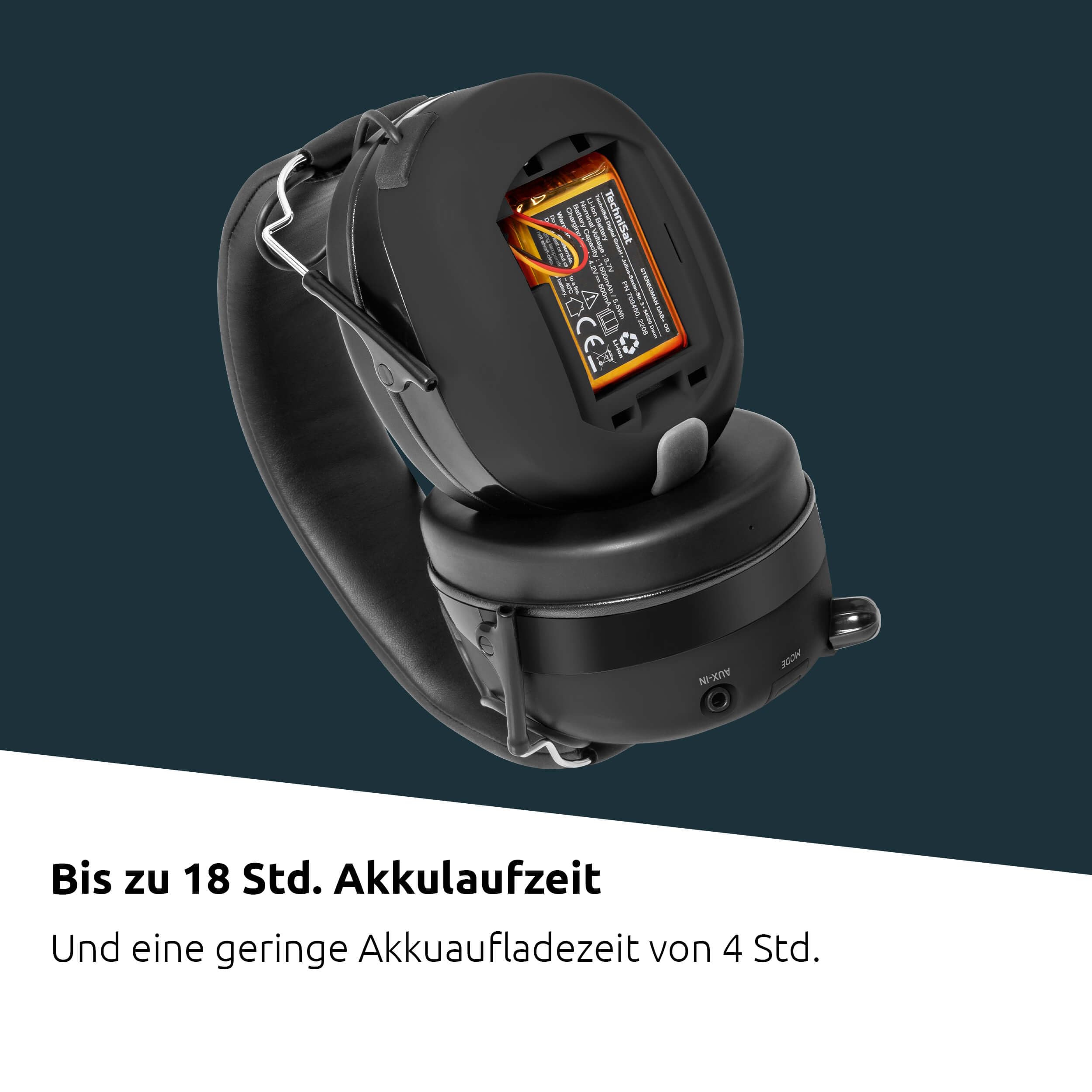 TechniSat STEREOMAN DAB+ OD – kabelloser Stereo DAB+/FM Bluetooth-Kopfhörer (Radioempfang, Kurze Antenne, Integriertes Mikrofon, Kapselgehörschutz, für den Außeneinsatz) schwarz