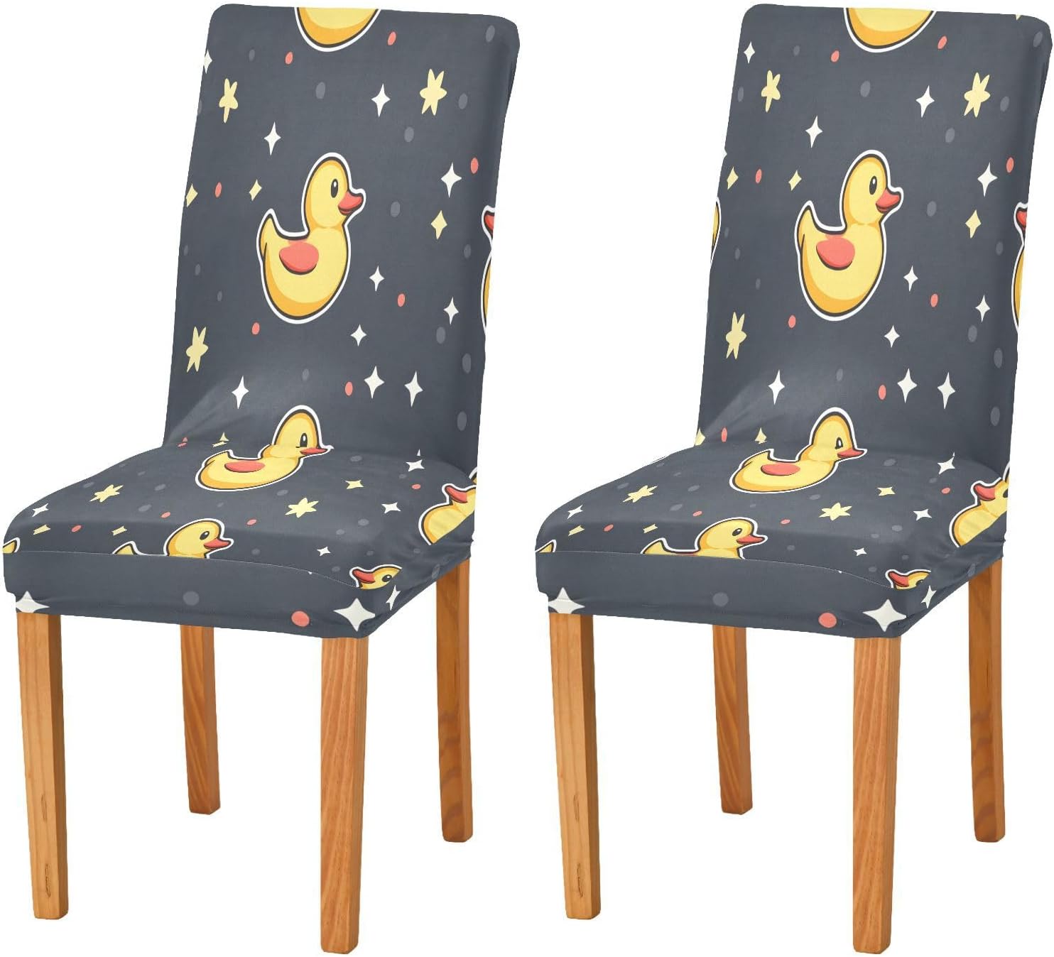 ALAZA Chair Covers for Dining Room, Duck Stars Stretch Chair Cover Sets Chair Protector Removable Washable for Ktichen Restaurant Hotel