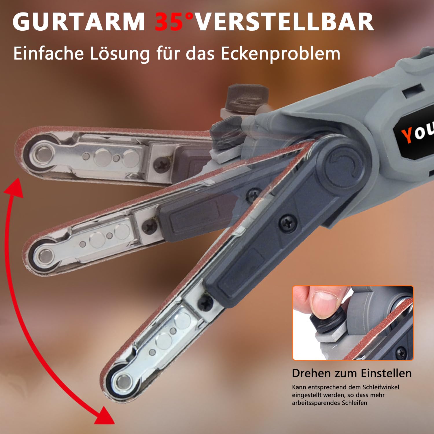 Bandschleifer für Makita 18V Akku, Elektrische Bandfeile mit 6 Geschwindigkeiten, 35° Einstellbare Bandschleifgerät Fingerschleifer Bandschleifmaschine zum Polieren von Holz und Metall (ohne Akkus)