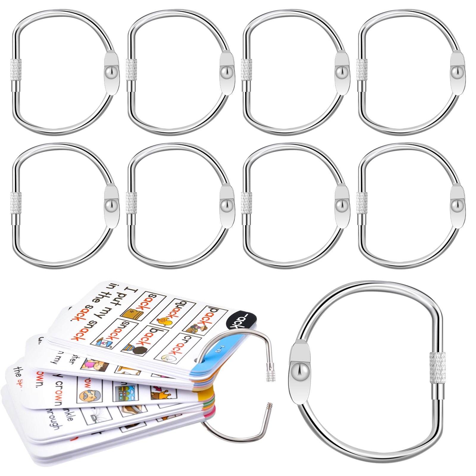 Dunzoom 8 Pcs 2 Inch Loose Leaf Binder Book Rings D-Shaped Binder Rings Large Nickel Plated Steel Book Keychain Key Washi Tape Organizer for Home Office Cards Receipts Photos Files DIY Craft Supplie — image 1