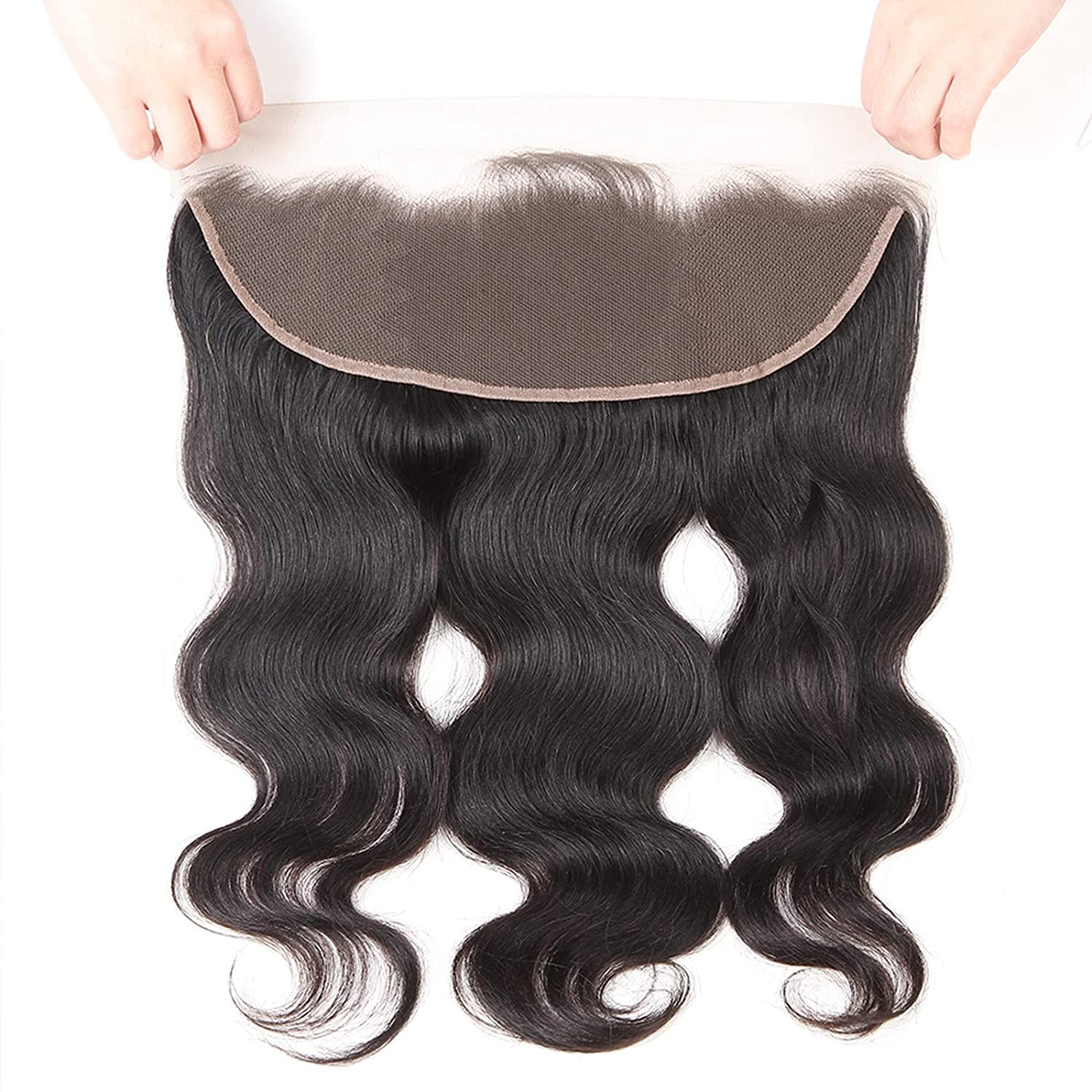 Body Wave 13x4 HD Lace Frontal Closure Brazilian Virgin Human Hair Ear To Ear Frontal Closure 150% Density Body Wave HD Transparent Frontal Closures Natural Black (14 inch)