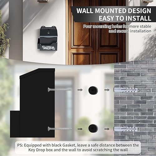 Vista 6 de Metal Suggestion Box with Suggestions Lettering, Wall-Mounted&Tabletop With Lock Pen Holder Suggestion Cards*50pcs for Fundraising Comment Voting