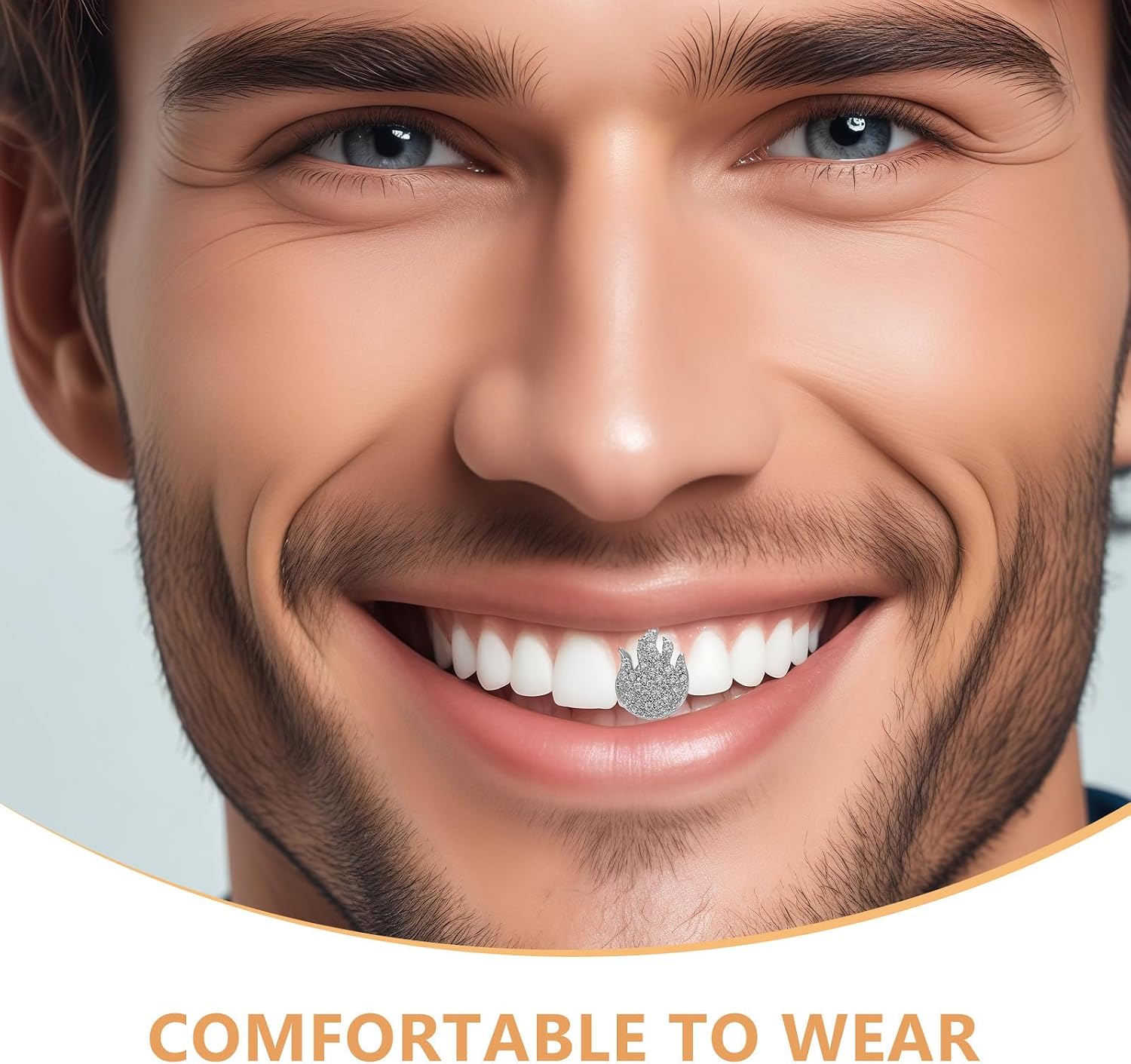 VALICLUD Single Tooth Cap Pattern Silver Hip Hop Teeth Grill Decorative Mouth Jewelry for Parties and Costume Accessories