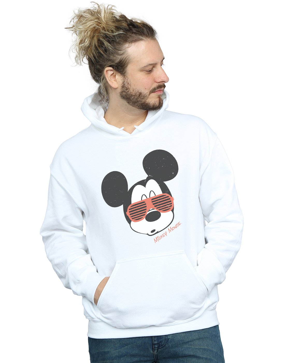 Absolute Cult Men's White Disney Mickey Mouse Sunglasses Hoodie Medium