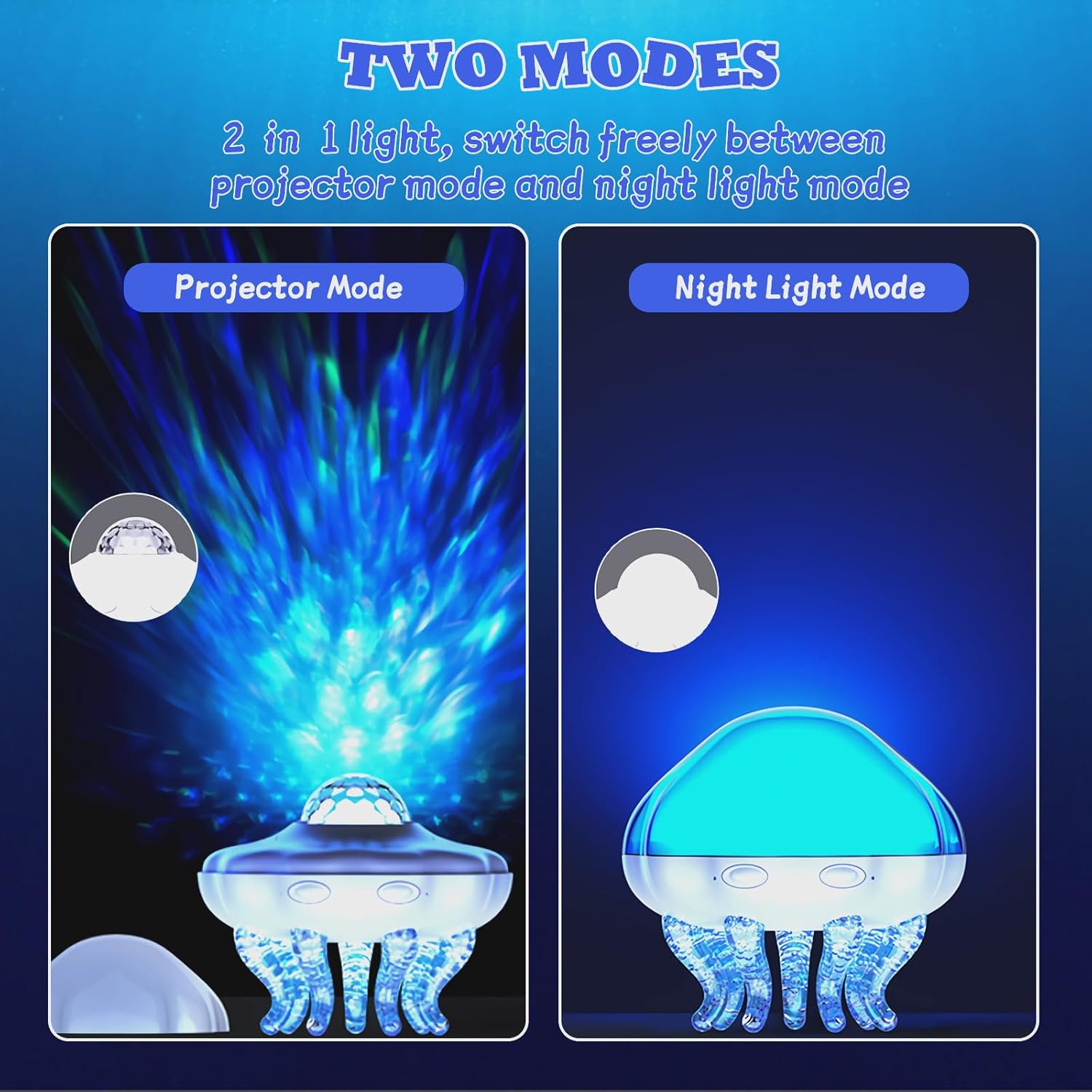 2-in-1 Ocean Wave & Jellyfish Projector Light with Remote Control,Timer autoOff,8Color Changing Night Light for Kids,USB Powered Mood Lamp for Bedroom,Christmas Birthday Gift (Jellyfish)