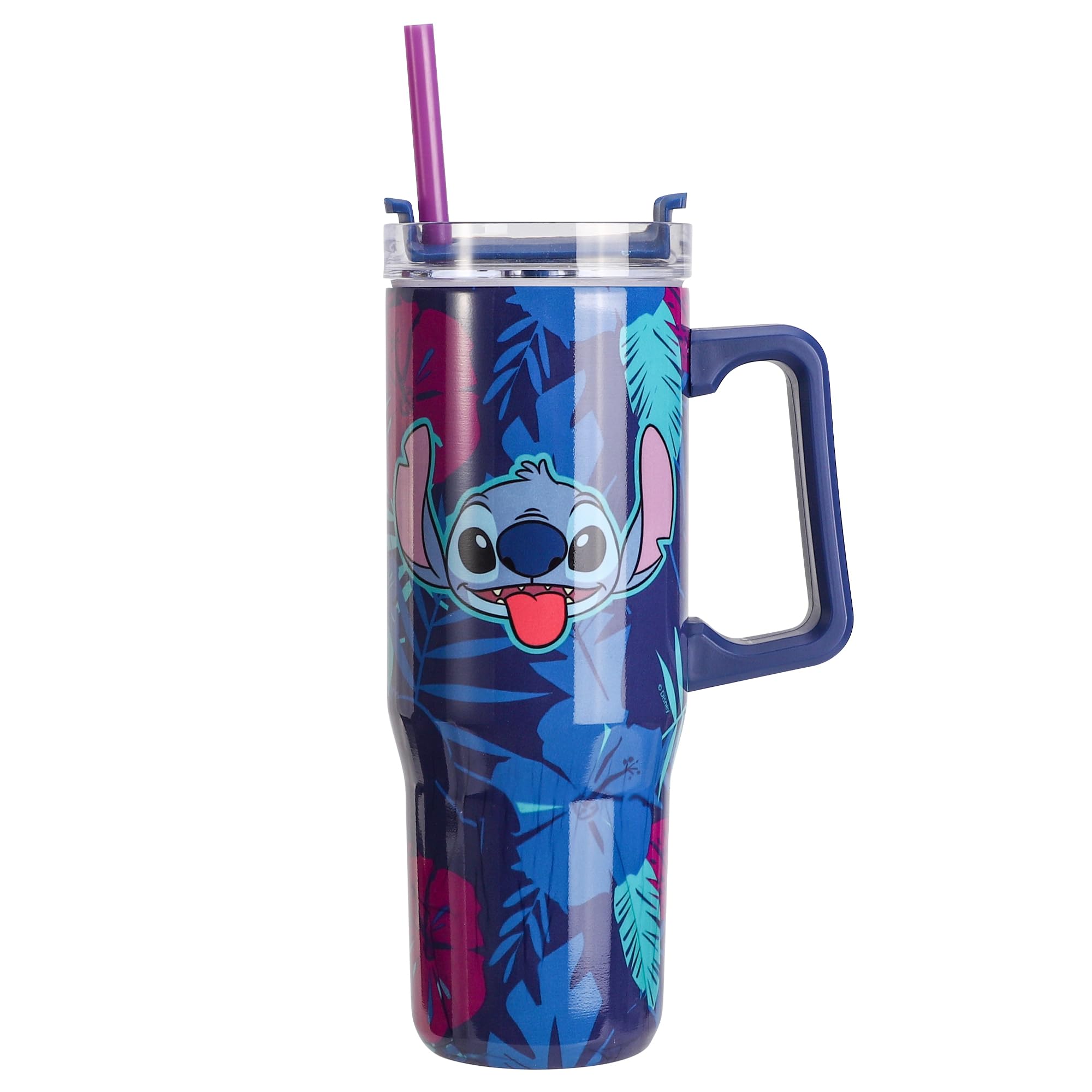 Stitch 940mL/33oz Double Walled Vacuum Insulated Stainless Steel Tumbler Cup with Handle and Straw, Reusable Insulated Cup for Cold and Hot Drinks