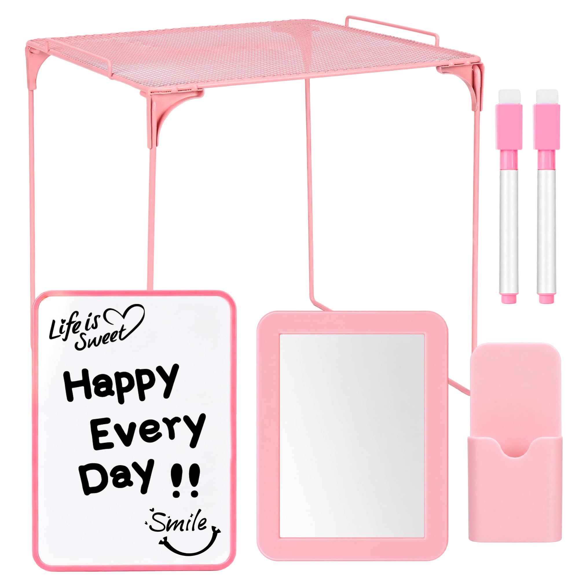 Accessoires de casier pour filles avec étagère, miroir magnétique, tableau blanc, porte-stylo et marqueurs, ensemble de rangement de casier, décorations mignonnes pour la rentrée scolaire