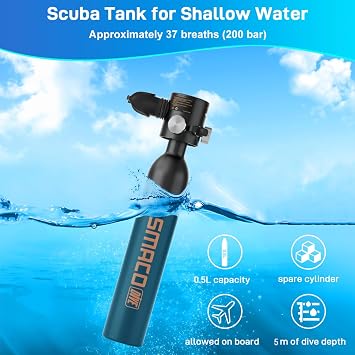 SMACO S300 Plus Mini Scuba Tank Reusable Diving Tank 0.5L