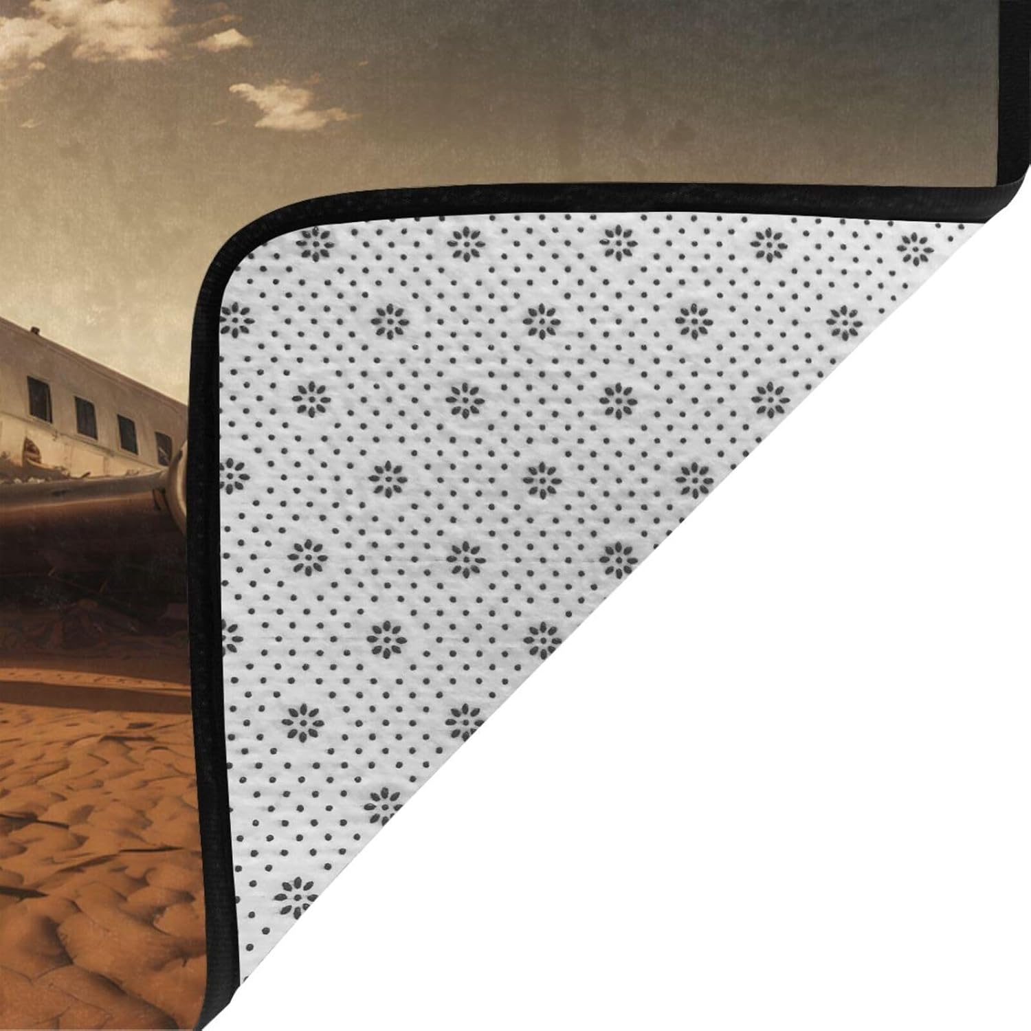 Decaying Airplanes Printed Floor mat 80x58 inches, Non-Slip Decorative Carpet for Bedroom and Living Room