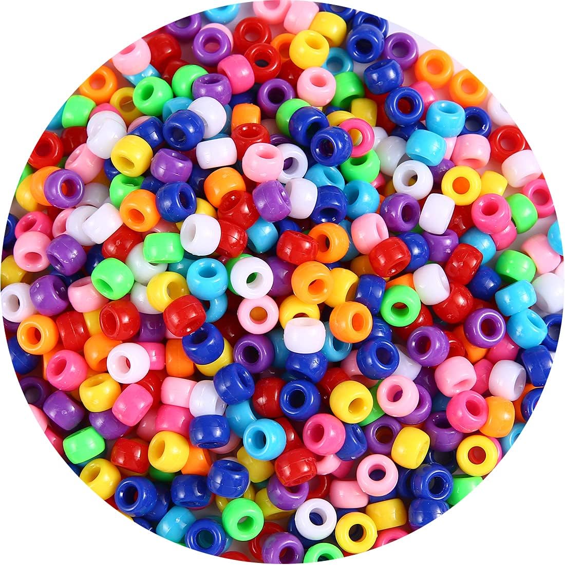 Eppingwin 1000+ pcs Pony Beads, Multi-Colored Bracelet Beads for Hair Braids, Crafts, Plastic Beads (Medium Pack, Classic)…