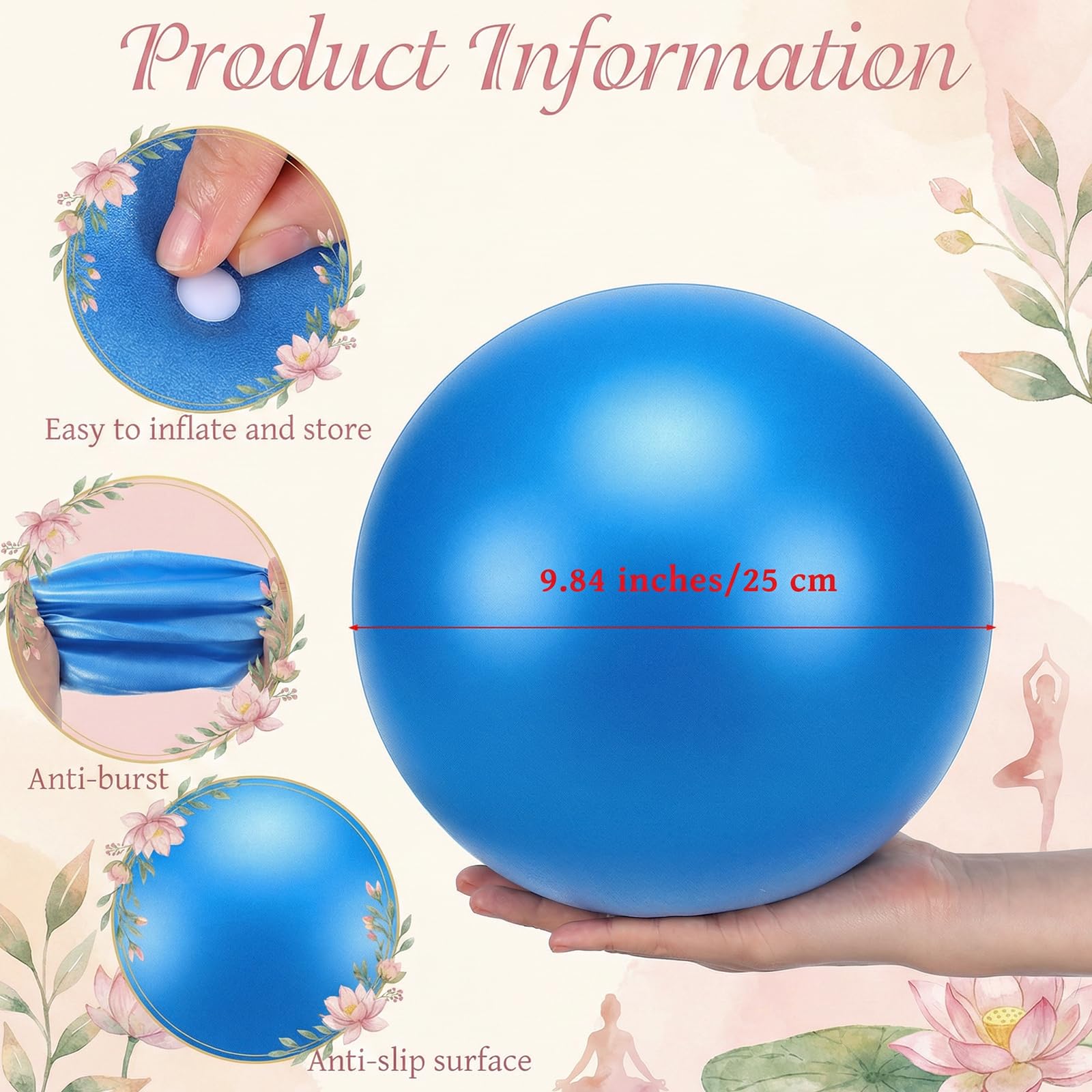 Kifmurase 20 mini palline da pilates per esercizi di pilates, 22,9 cm | Scoppio e antiscivolo, palline da yoga, per stabilità, fitness, fisioterapia, stretching e allenamento di forza