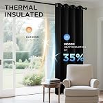 Joydeco Blackout Curtains 63 Inchs Long 52 Wide Black Out Curtains 2 Panels, Thermal Insulated Long Curtain& Drapes, Room Darkening Grommet Drapes for Living Bedroom Window (W52 x L63 Inch, Black)