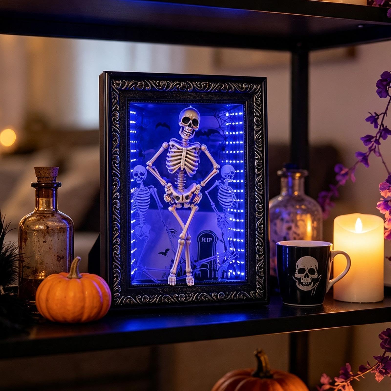 Cornice Scheletro Halloween Decorazioni da tavolo di Halloween con luce LED