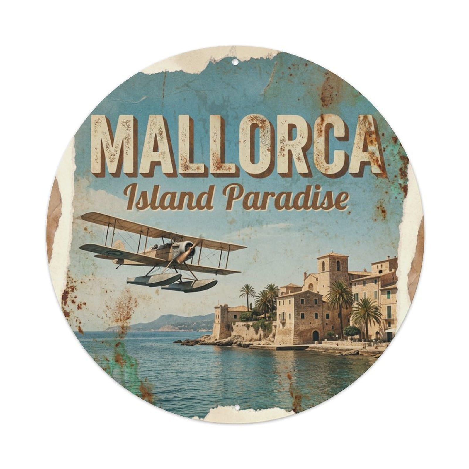 Tgrcjimh Style Metal Tin Sign Vintage Travel Mallorca Spain Momento
