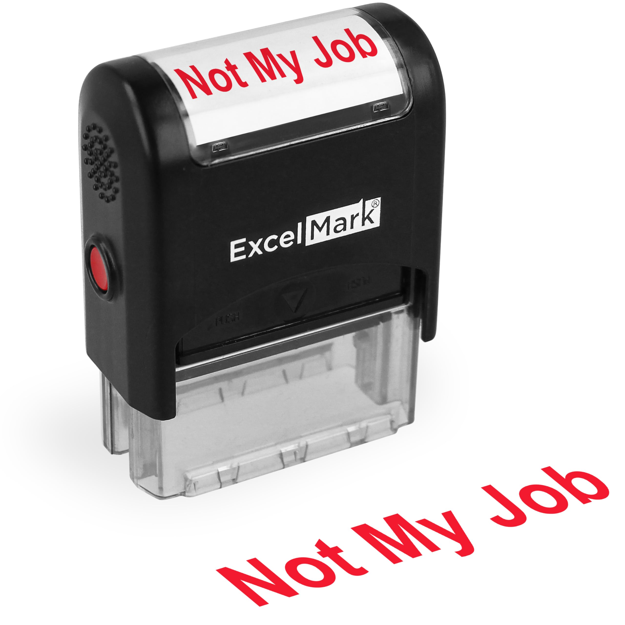 ExcelMark Self-Inking Novelty Message Stamp - NOT My Job - Red Ink
