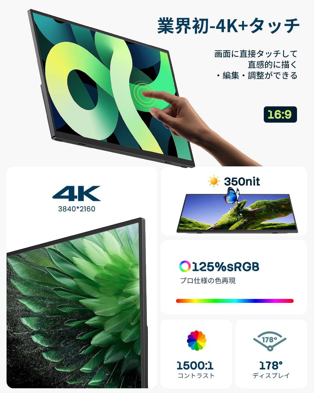 Amazon.co.jp: EVICIV モバイルモニター 4K 16インチ タッチ 非光沢