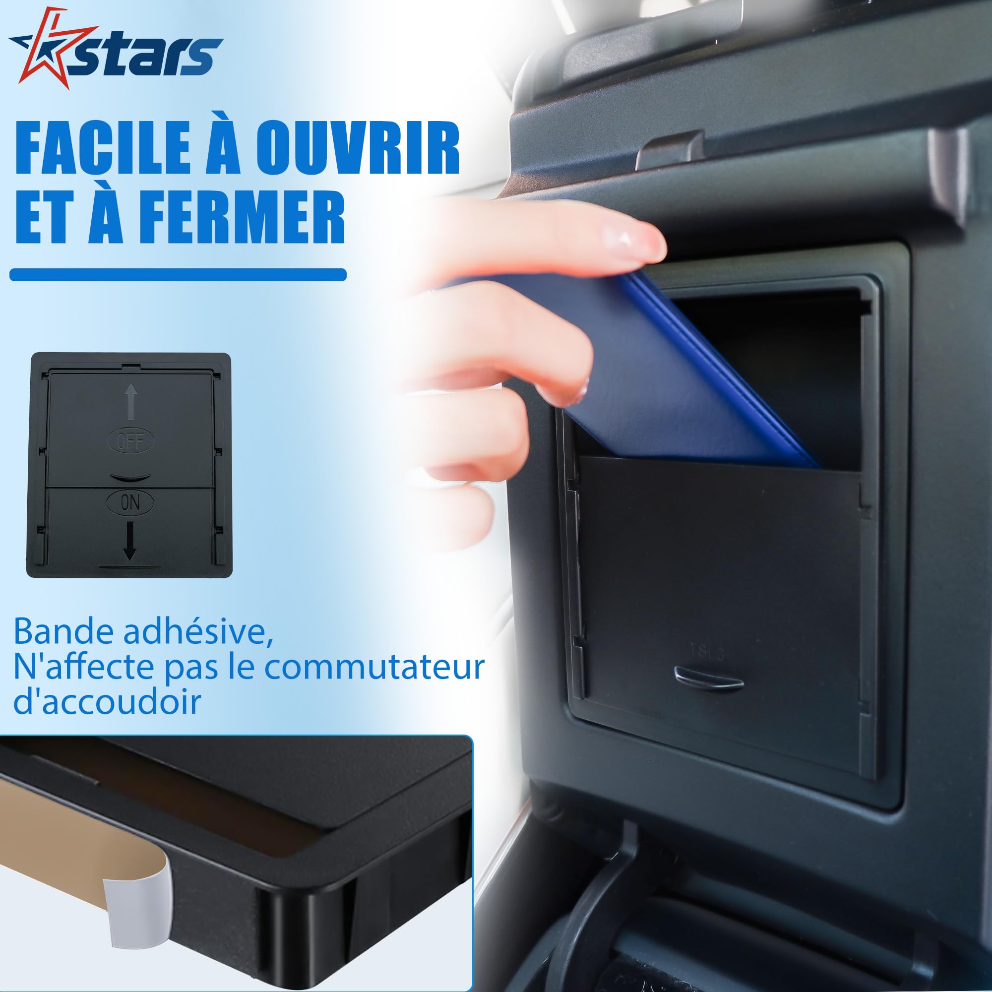 Kstars 4PCS Organisateur de Console Centrale Compatibles avec Modèle Y 2021-2024 Modèle 3 2017-2023 Plateau de Rangement Boîte de Rangement pour Accoudoir Boîte Cachée et Porte-gobelet