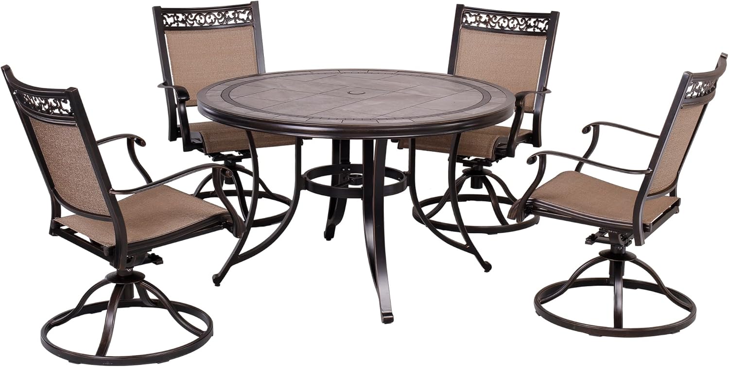 MONDAWE Cast Aluminum Patio Dining Sets for 4 Outdoor