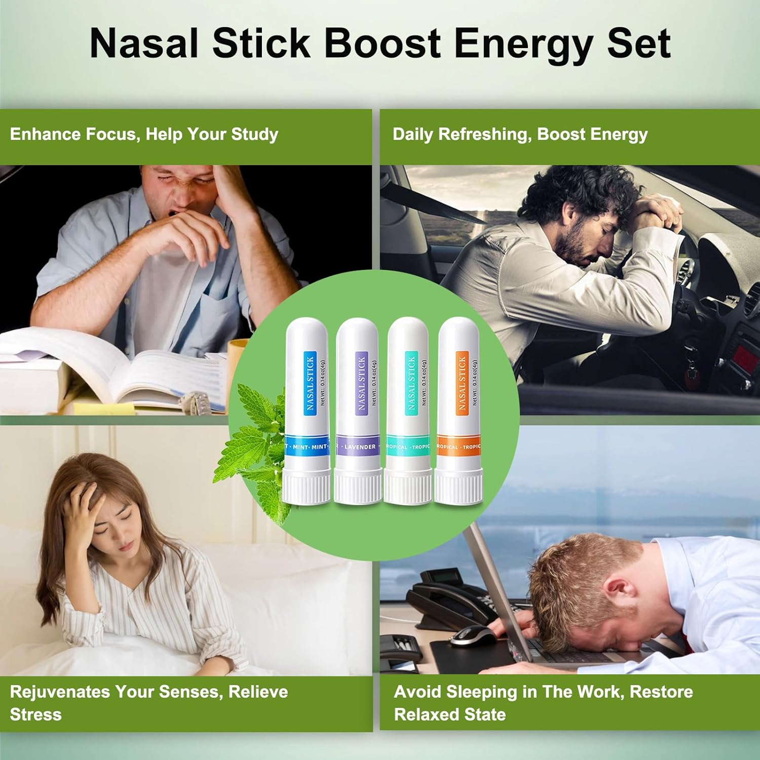 Nasal Stick (8 Pack), Nasal Sticks Boost Energy Set, Portable Nose Inhaler Stick, Nose Sticks Inhaler for Breathing, Breathing + Natural Focus, 4 Flavors - Image 6