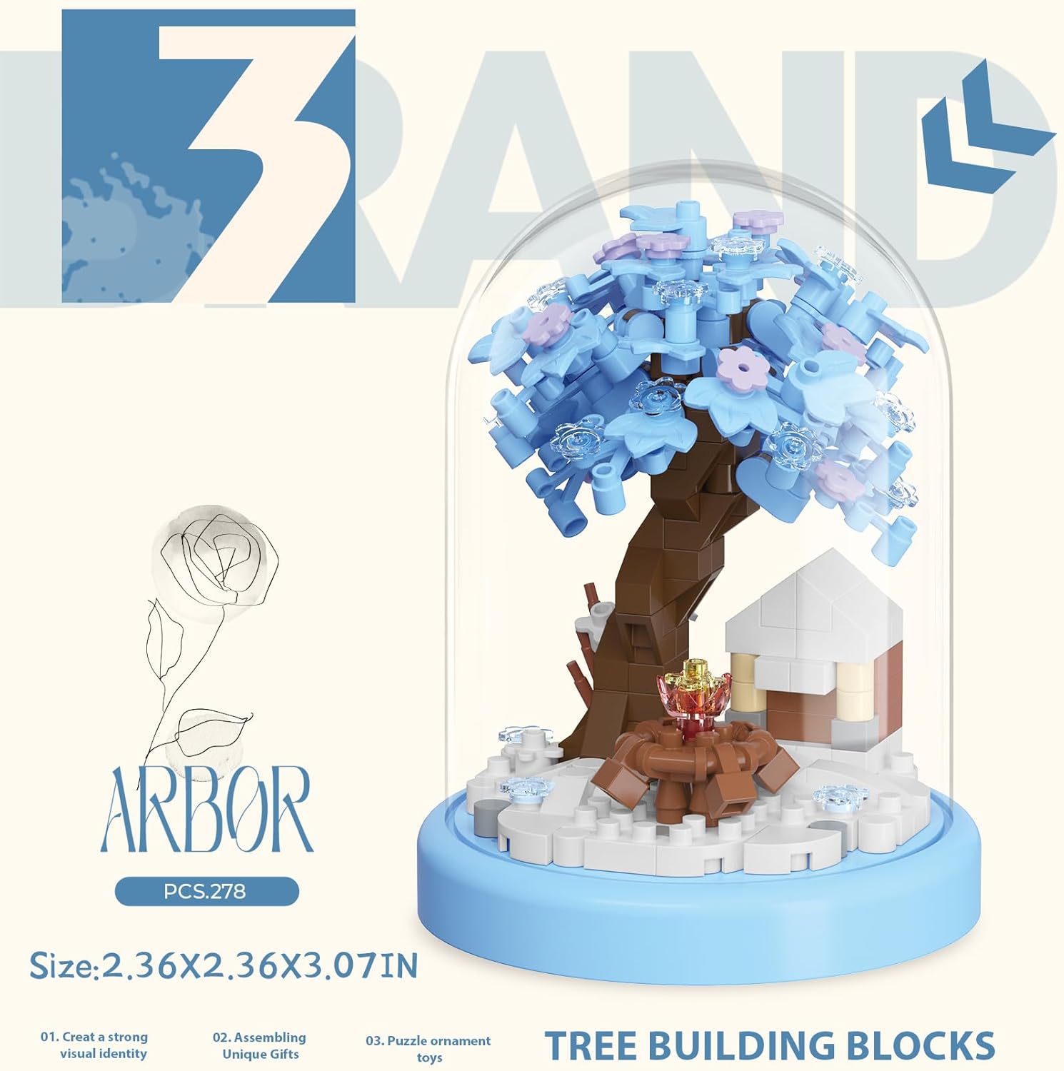 Winter Snow Tree House Bonsai Tree House Building Toy Flowers Set Ideas Building Blocks Complete with Dust Cover