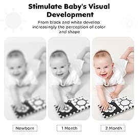 URMYWO Black and White Tummy Time High Contrast Newborn Toys 0-3 Months, Soft Baby Book, Visual Stimulation Montessori Sensory Infant Toys 0-6-12 Months, Shower Gift for Boys Girls