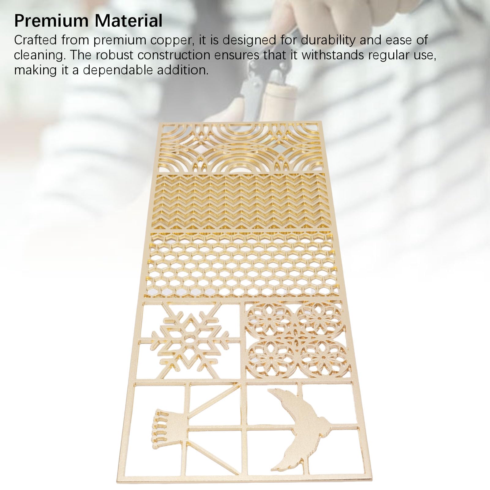 Topiky Bandeja para Sellos de Hielo de Cobre, Sello para Cubitos de Hielo, Patrones Rápidos, Prensa de Personalizada para Accesorios de Cóctel Barman (E05 250x100x2mm / 9,84x3,94x0,08pulgadas)