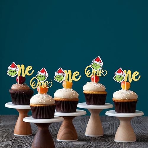 Miniatura 7 de 24 piezas de decoración de magdalenas con purpurina para primer cumpleaños, Navidad, temática de Navidad, baby shower, niños, primer cumpleaños,