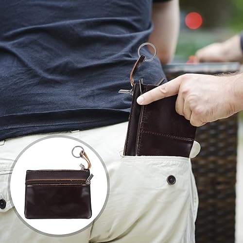 Miniatura 8 de OSALADI Cartera de mano para hombre, monedero, tarjetero, diseño de cremallera, cartera corta, Coffee, 12.5X9.5X0.6CM, A la moda