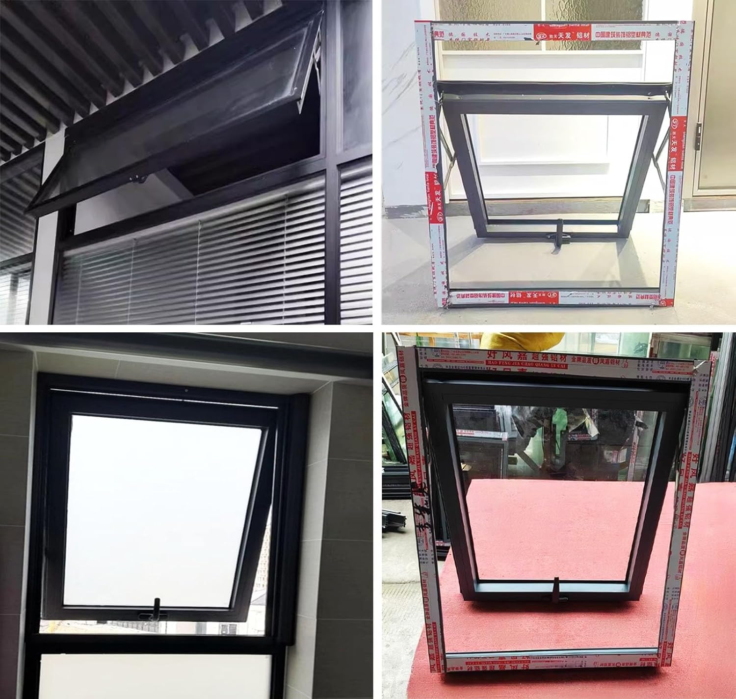 Top Hung Window for Ventilation, Security Lockable Aluminum Windows with Clear Tempered Glass, Easy to Install Embedded Windows for House Garage Shed(WxH14x28in)