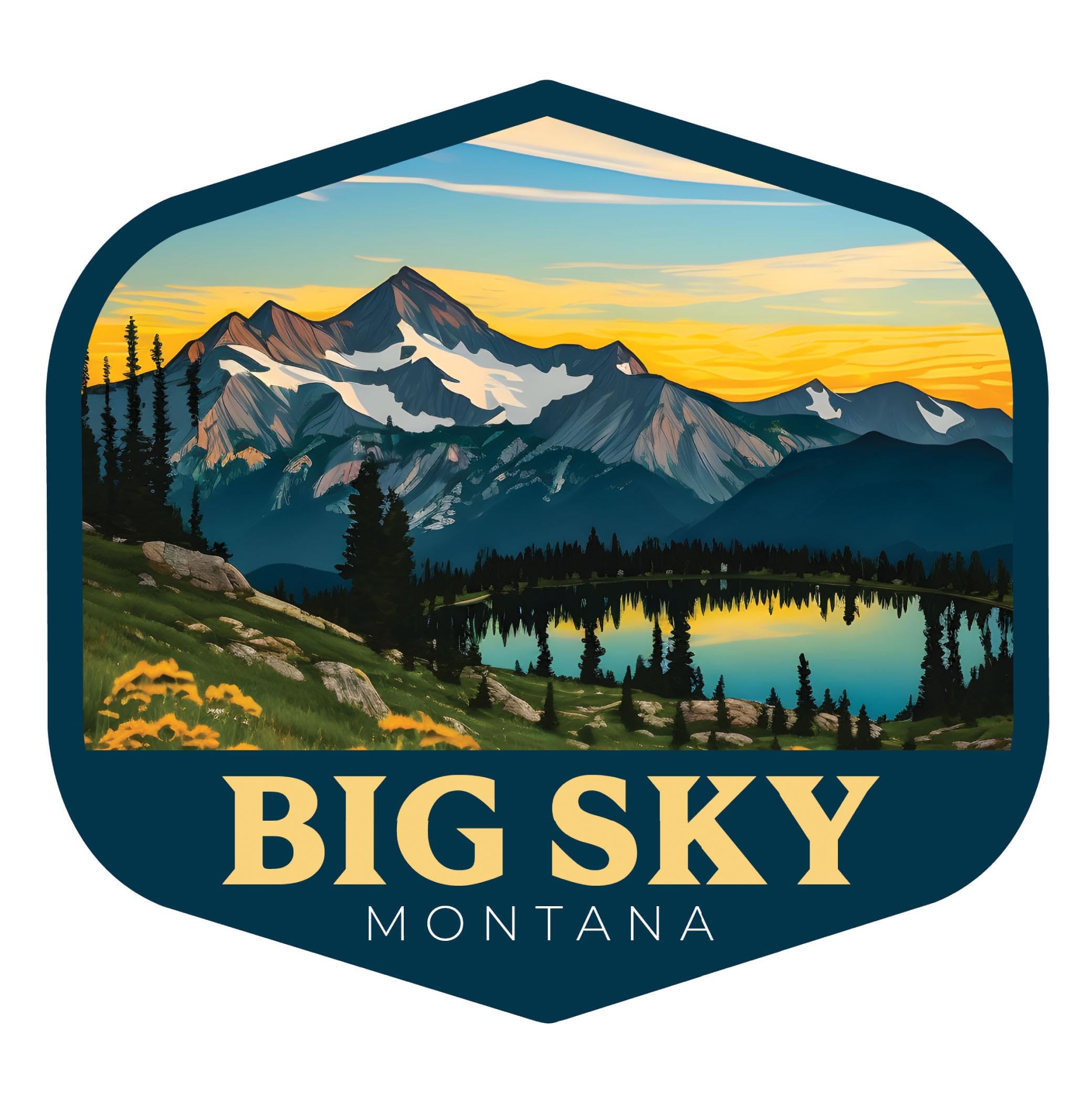 Amazon.com: Big Sky Montana Mountain and Lake Design Souvenir Magnet 2 ...
