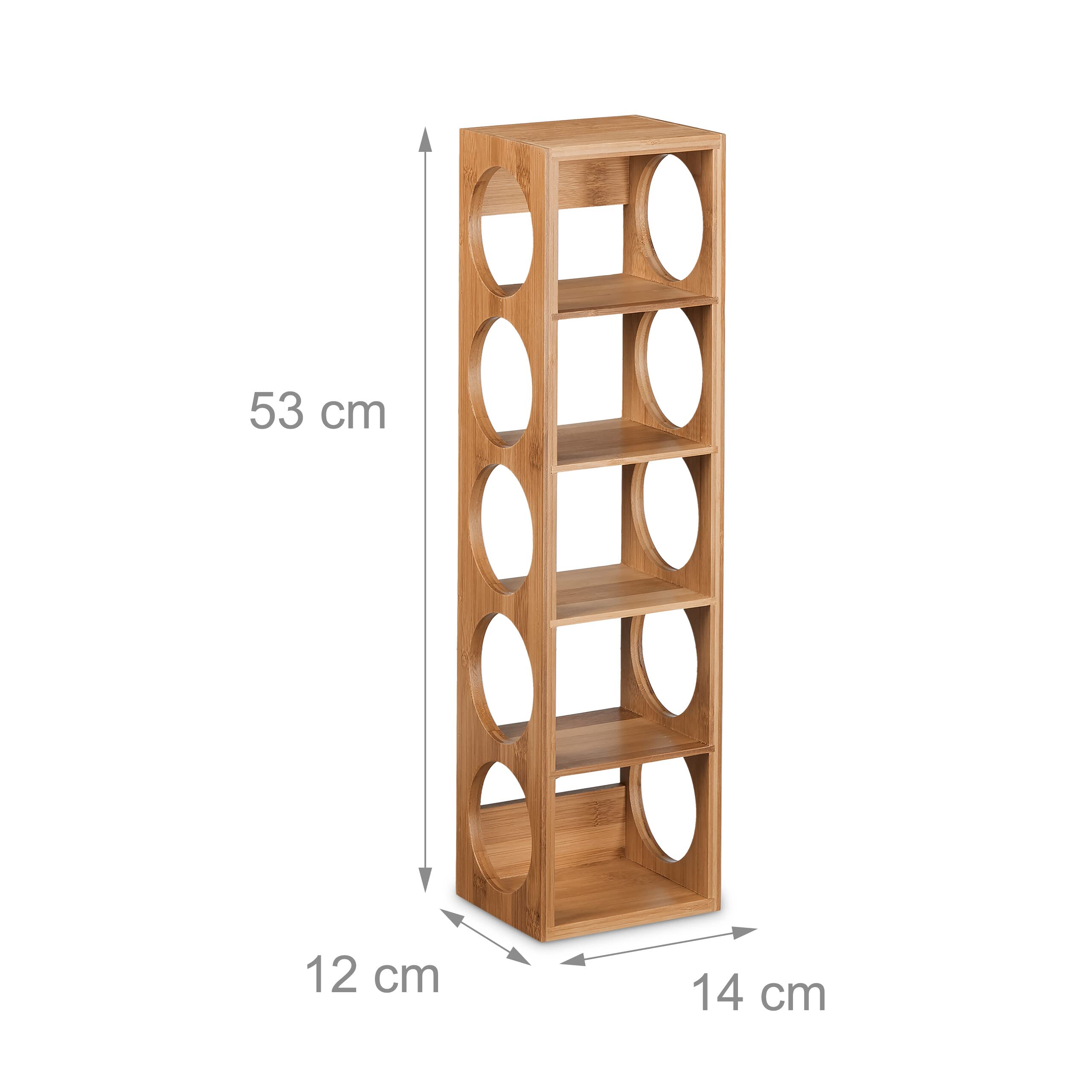 Relaxdays Weinregal für 5 Flaschen, 2er Set, Weinständer Bambus, HBT: 53 x 14 x 12 cm, Weinhalter stehend, Küche, Natur