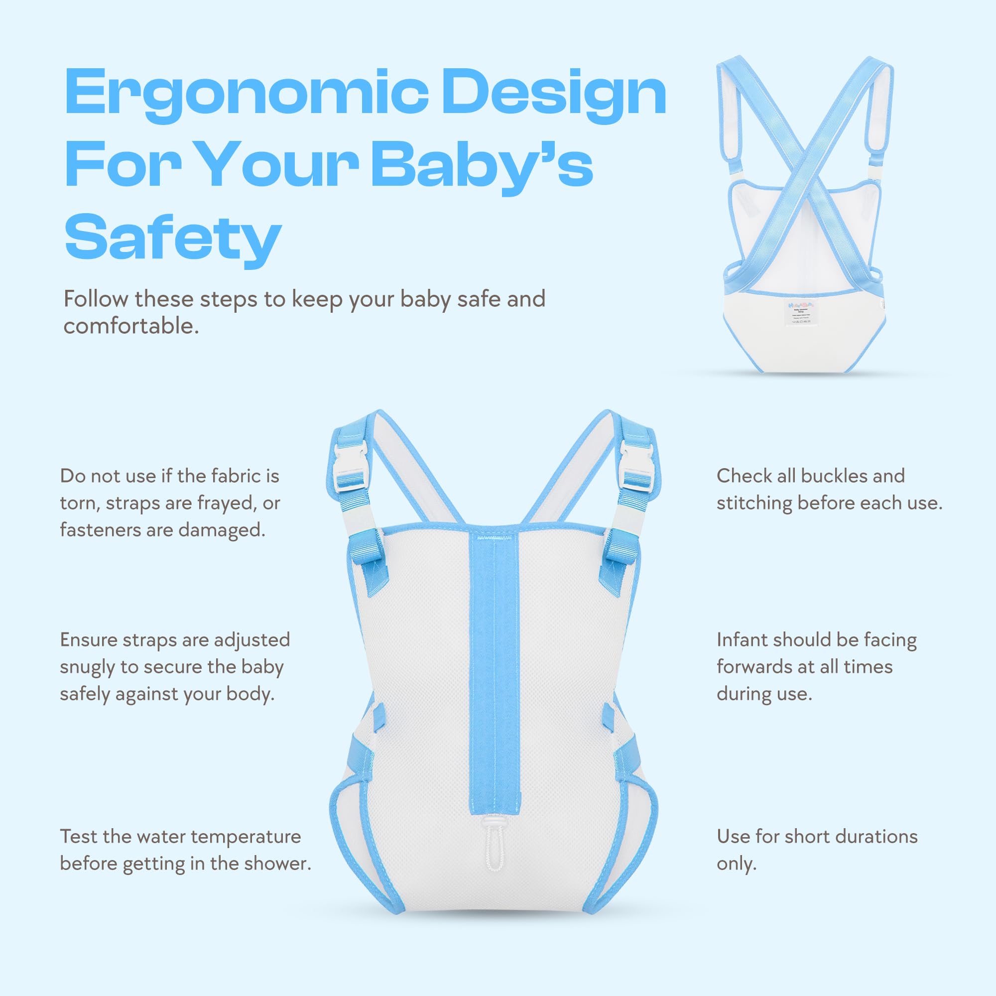 Hugs & Suds Shower Baby Carrier, Hands Free Baby Sling Carrier. Quick-Drying - Image 3